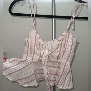 REVOLVE light pink white front tie top